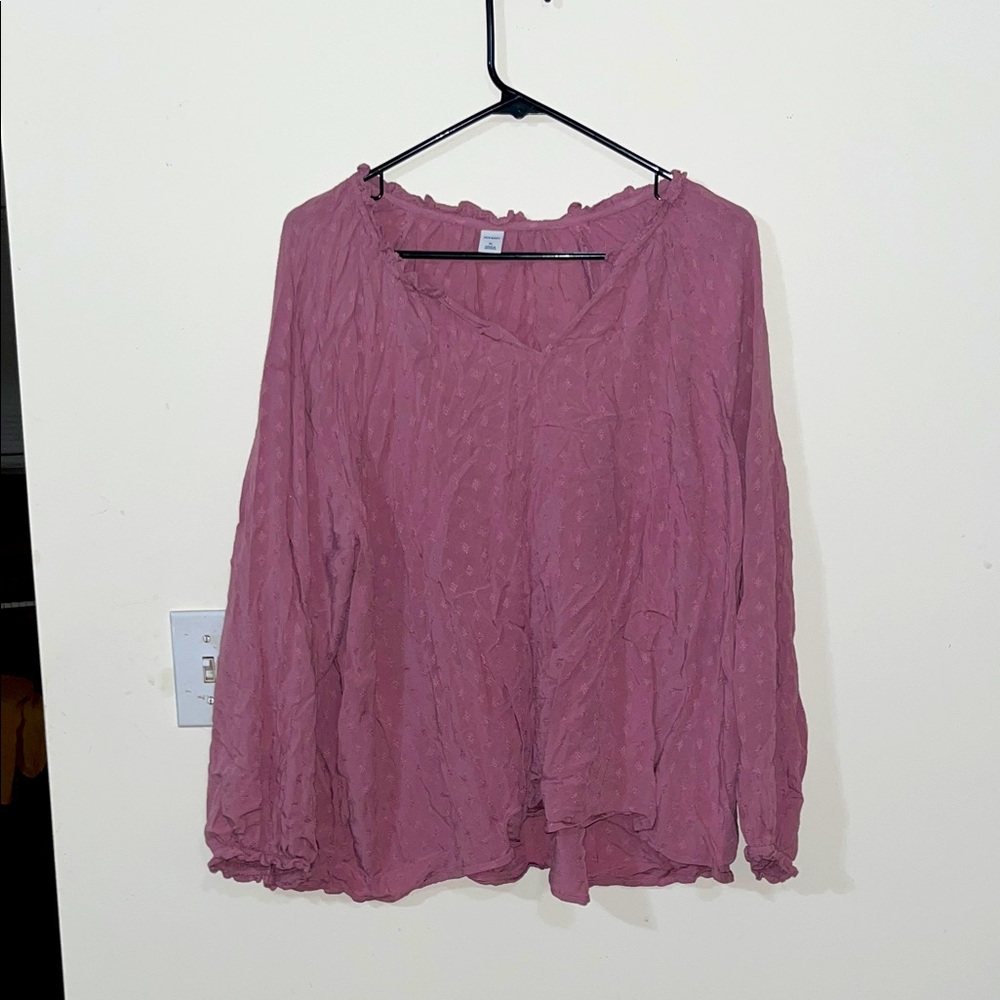 Beautiful Old Navy Women’s Embroidered Rose Pink Long Sleeve Blouse - Picture 1 of 6